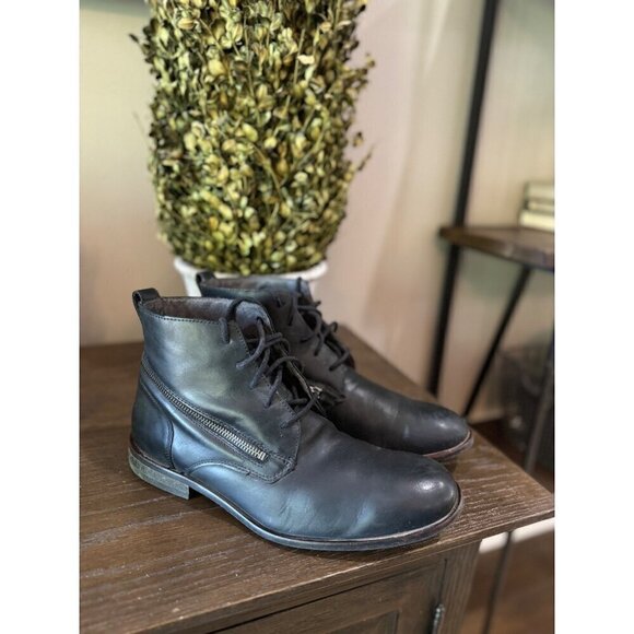 John Varvatos Leather Lace Up Boots Black Leather Mens Size US 9 - Picture 2 of 7
